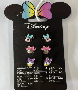 Pepco, kolczyki, wzór Myszka Minnie i Kaczka Daisy, PLU 349036